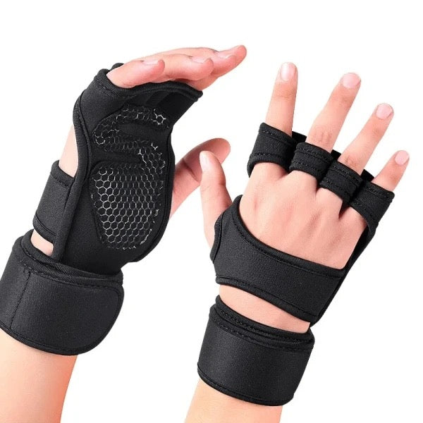 Luvas Fitness Antitranspiração com Proteção para Pulso e Dedos